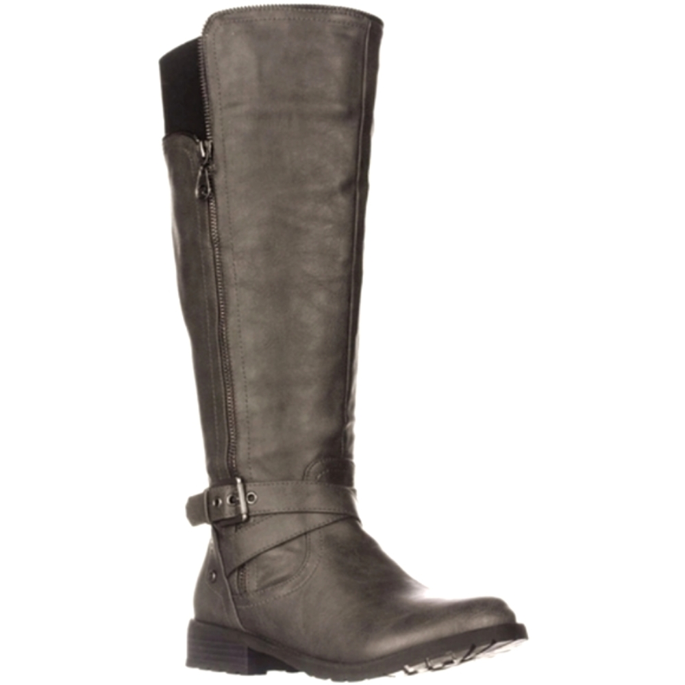 Gray Guess Wide Calf Tall Boots Zip Buckles Riding "Halsey" 7.5, Barely Worn - Picture 2 of 16